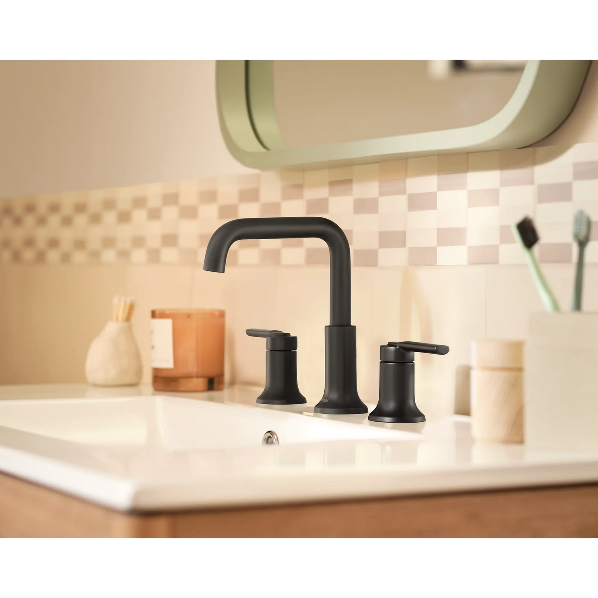 Moen 84142BL Zyla Matte Black Two-Handle High Arc Widespread Bathroom Faucet