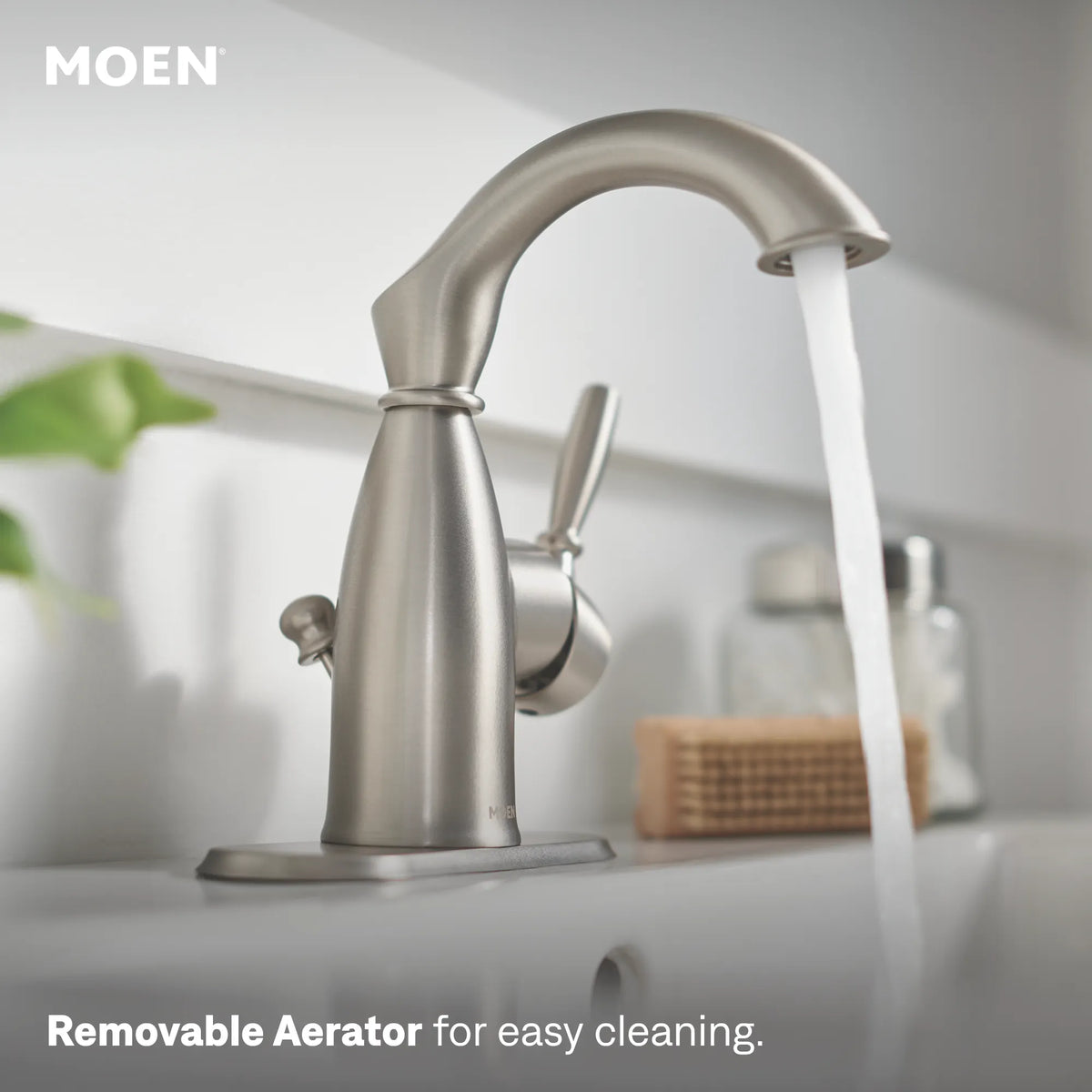 Moen 84144SRN Sarona Spot Resist Brushed Nickel One-Handle High Arc Bathroom Faucet