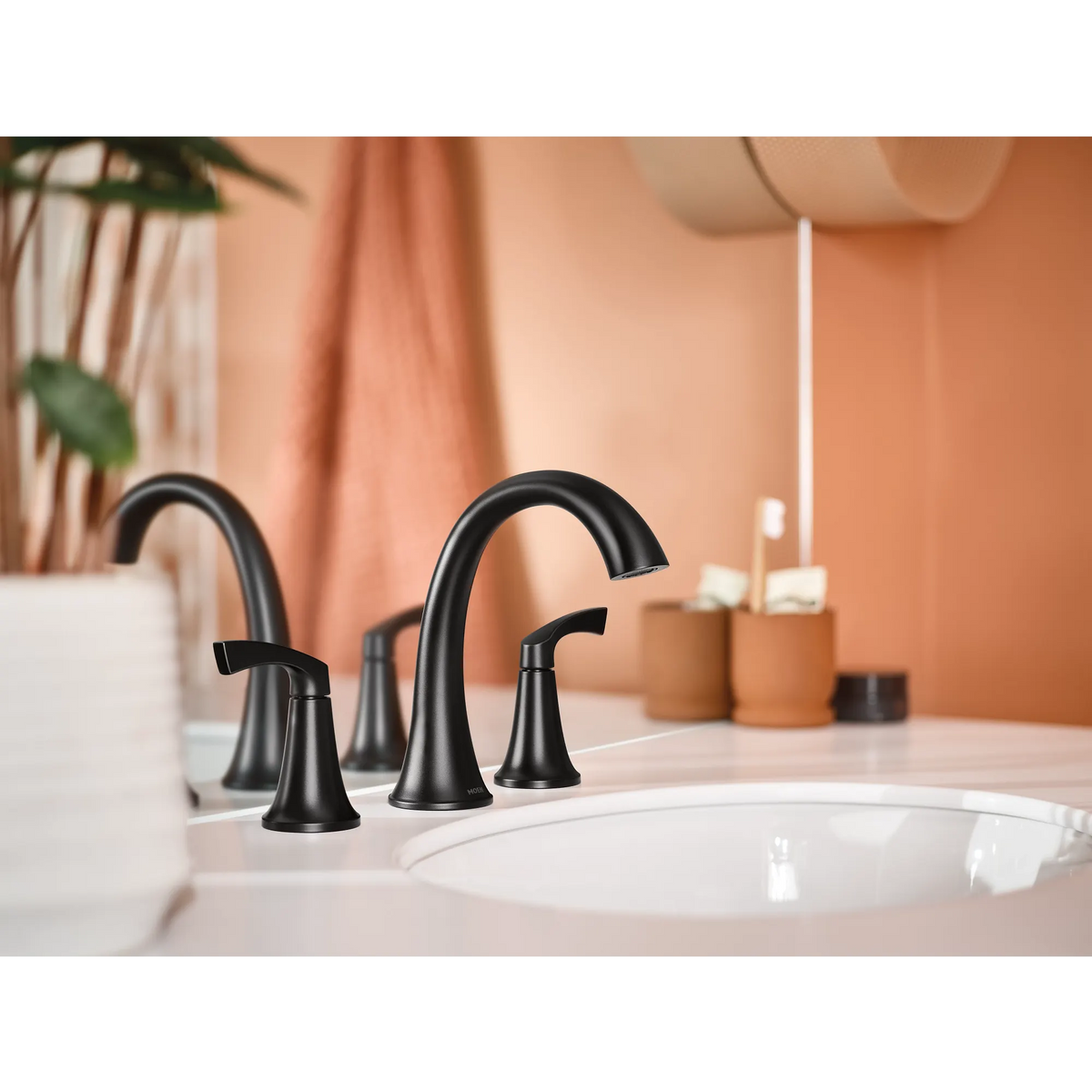 Moen 84468BL Korek Matte Black Widespread Bathroom Faucet