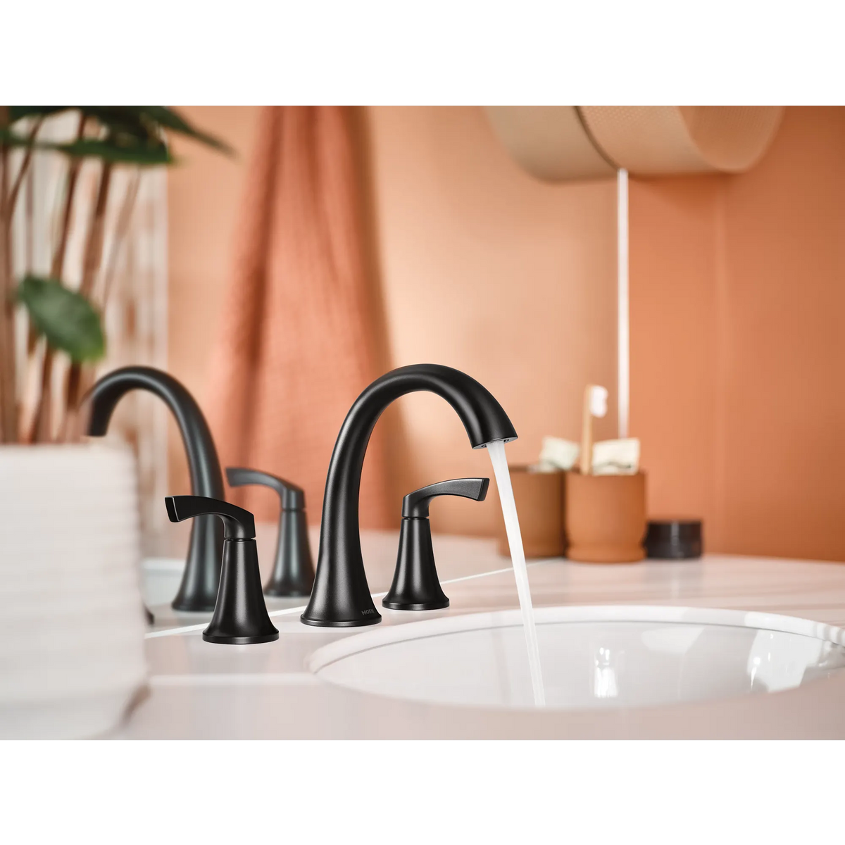 Moen 84468BL Korek Matte Black Widespread Bathroom Faucet