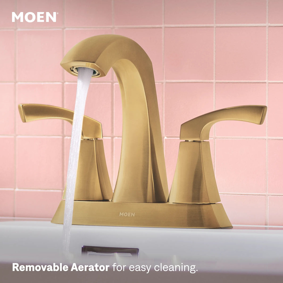Moen 84506BG Lindor Brushed Gold Two-Handle High Arc Bathroom Faucet