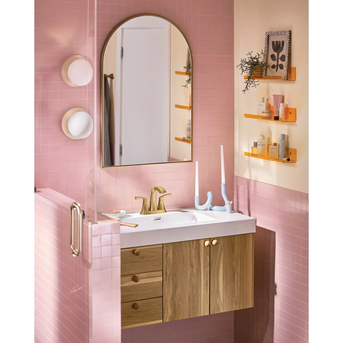 Moen 84506BG Lindor Brushed Gold Two-Handle High Arc Bathroom Faucet