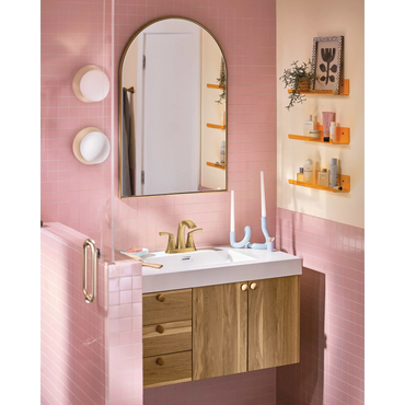 Moen 84506BG Lindor Brushed Gold Two-Handle High Arc Bathroom Faucet