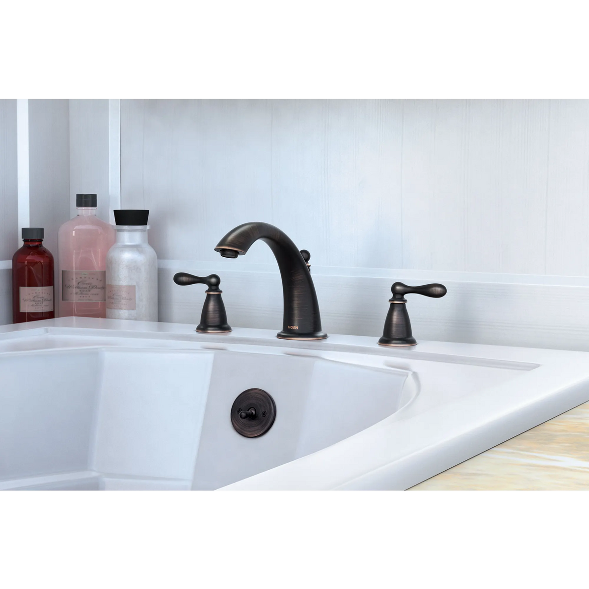 MOEN 86440BRB Caldwell Mediterranean Bronze Two-Handle High Arc Roman Tub Faucet - 4