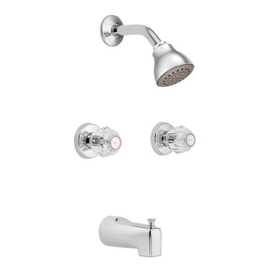 Moen 2982EP Chateau Chrome Tub Shower Faucet Set Knob Handle WaterSense - 1