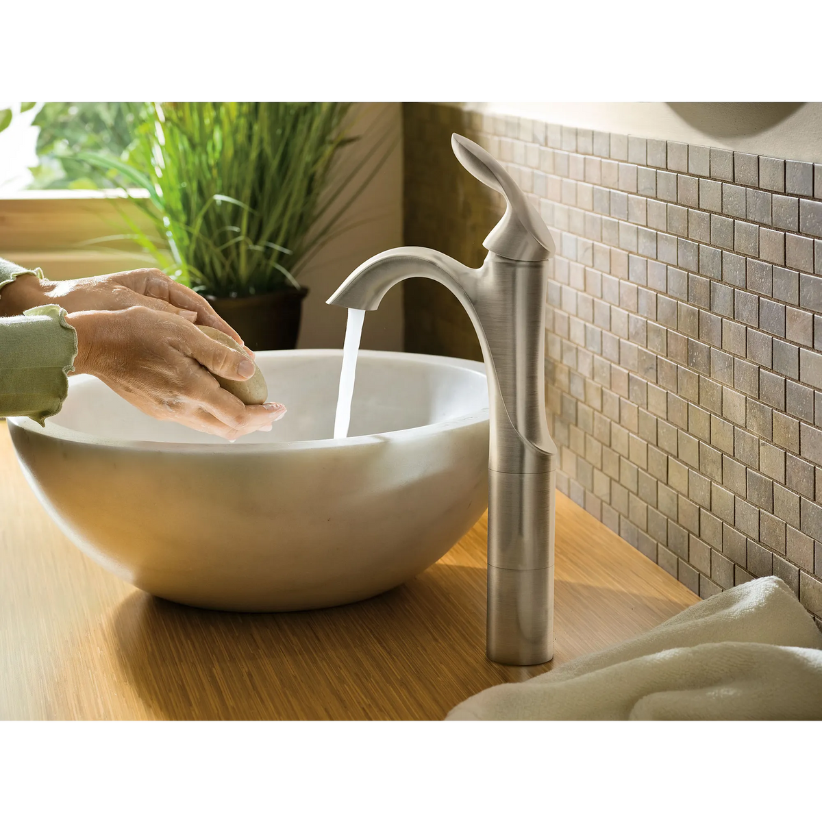 Moen 6400BN Eva Single Handle High Arc Bathroom Faucet Brushed Nickel - 4