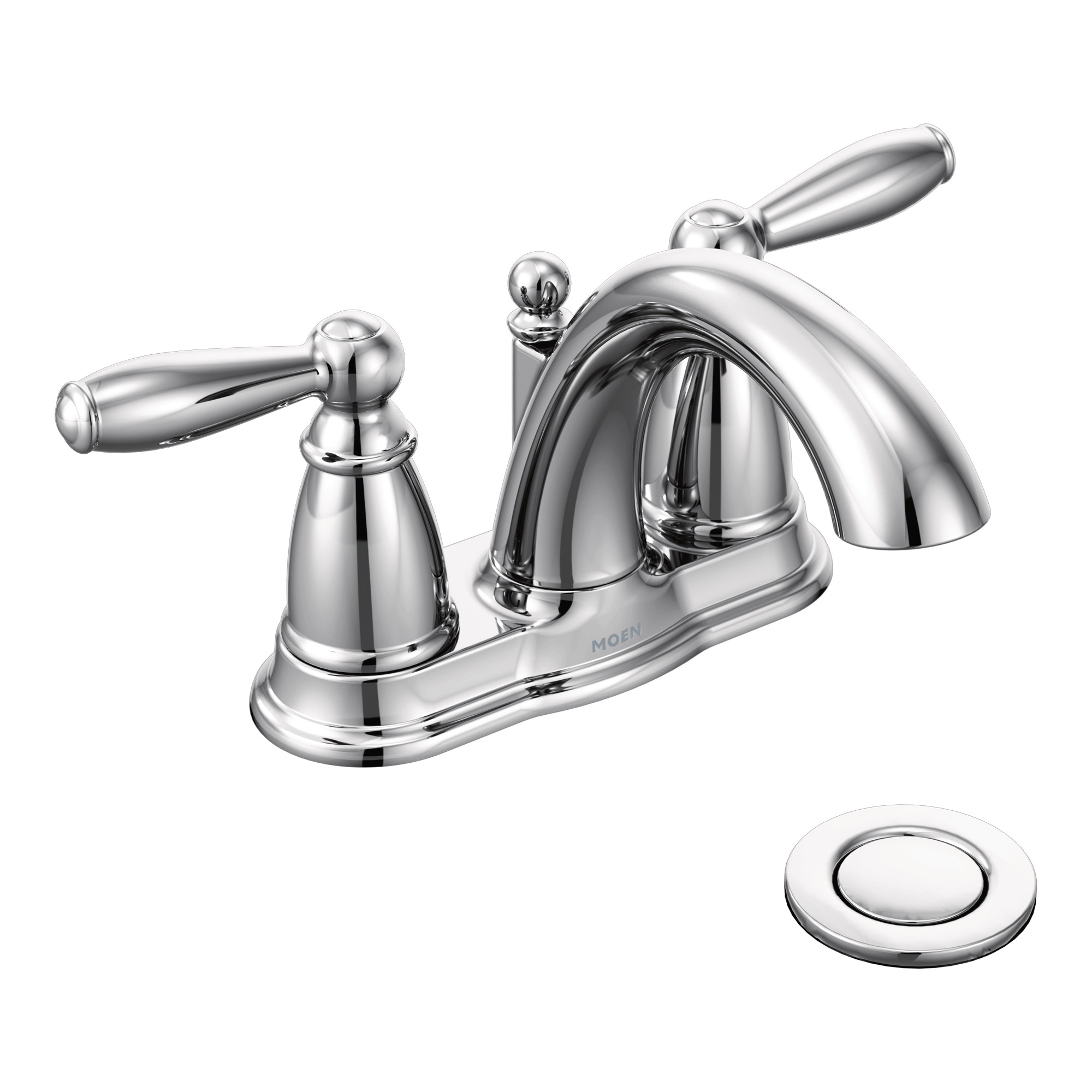 Moen 6610 Brantford Double Handle Centerset Bathroom Faucet W/ Drain Chrome - 1