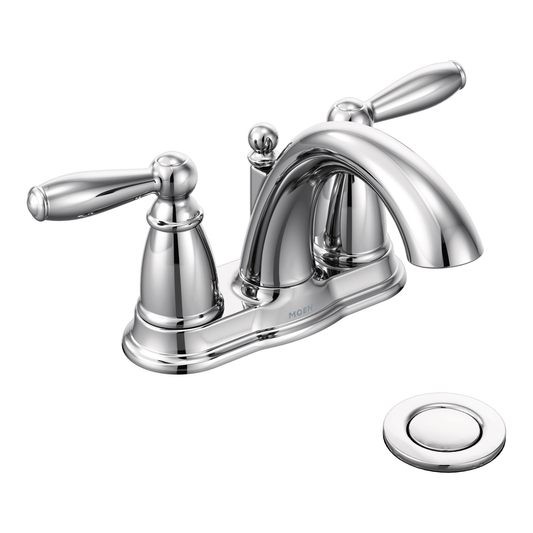 Moen 6610 Brantford Double Handle Centerset Bathroom Faucet W/ Drain Chrome - 1
