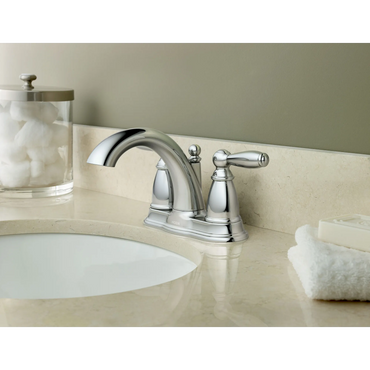 Moen 6610 Brantford Double Handle Centerset Bathroom Faucet W/ Drain Chrome - 2