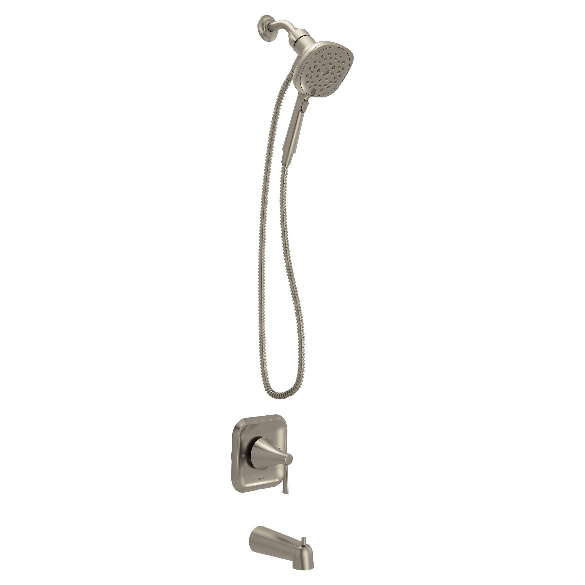 Moen 82022SRN Ronan Spot Resist Brushed Nickel Posi-Temp Tub and Shower Faucet - 1