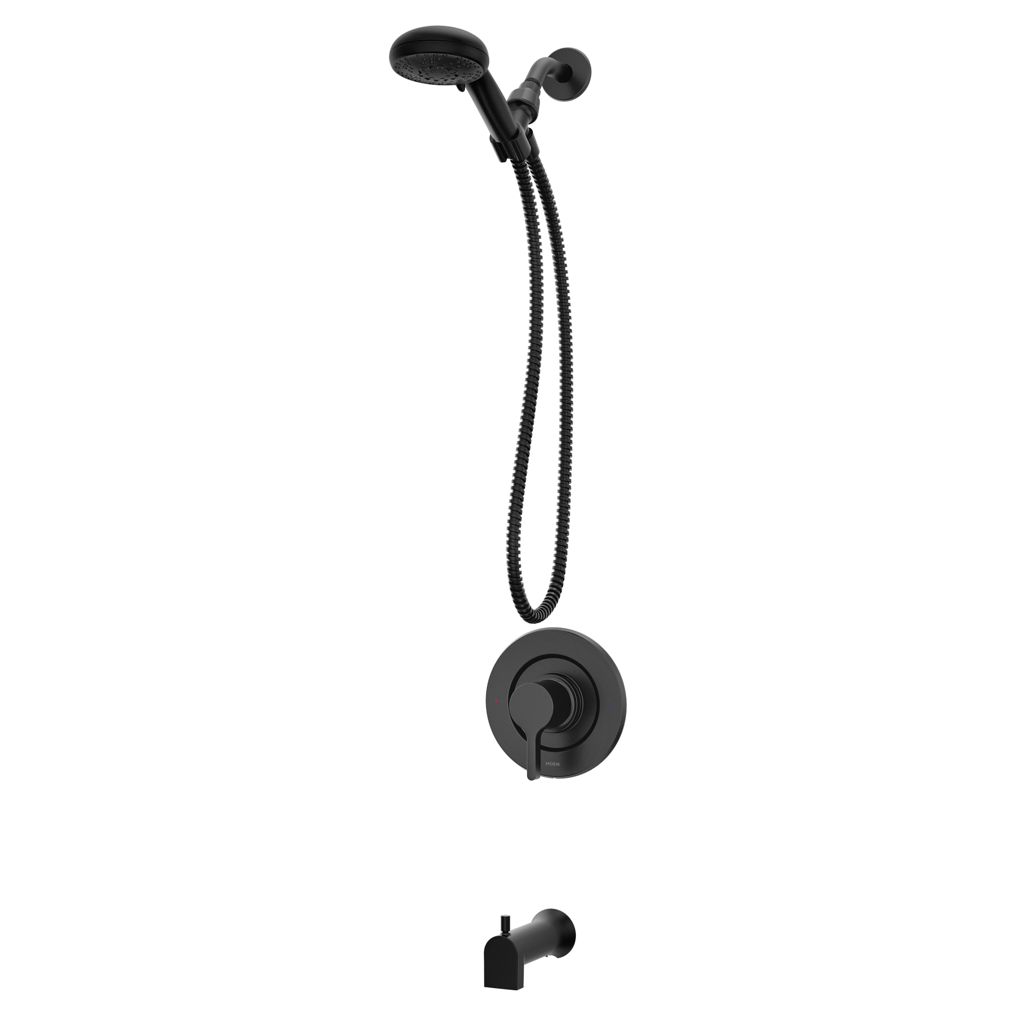 Moen 82775BL Beric Matte Black Tub Shower Faucet 5-Spray Posi-Temp Trim - 1