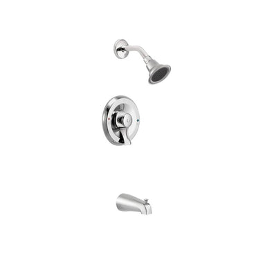 Moen 8389 Commercial Chrome Posi-Temp Tub and Shower Faucet Kit - 1