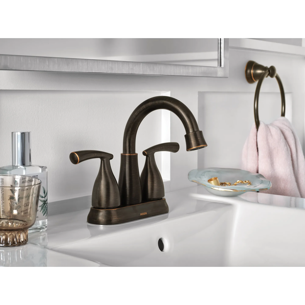 Moen 84128BRB Essie Two-Handle High Arc Bathroom Faucet Mediterranean Bronze - 3