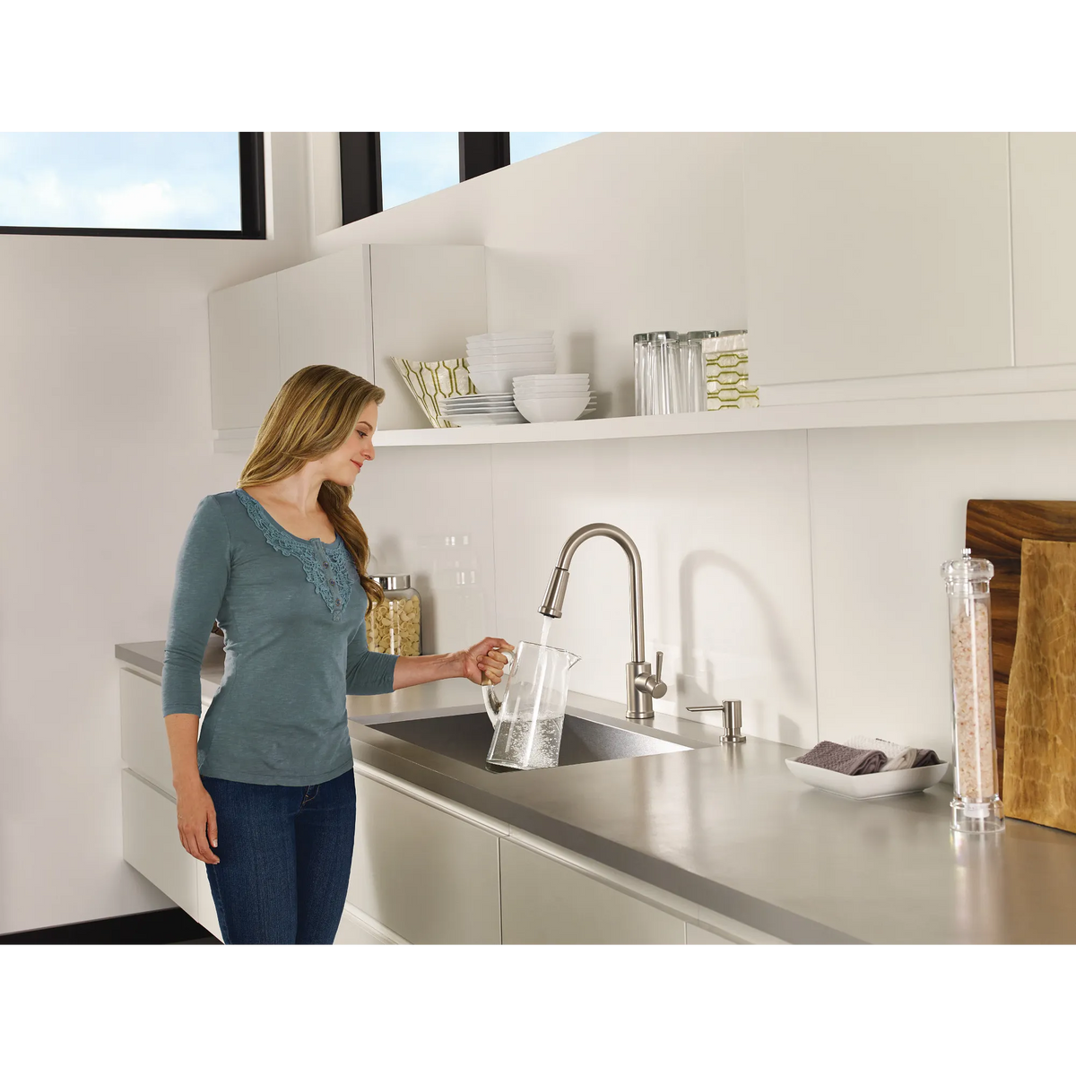 Moen 87090MSRS Indi Kitchen Faucet Spot Resist Stainless Pulldown High Arc - 14