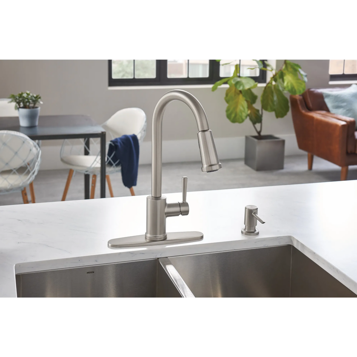 Moen 87090MSRS Indi Kitchen Faucet Spot Resist Stainless Pulldown High Arc - 15