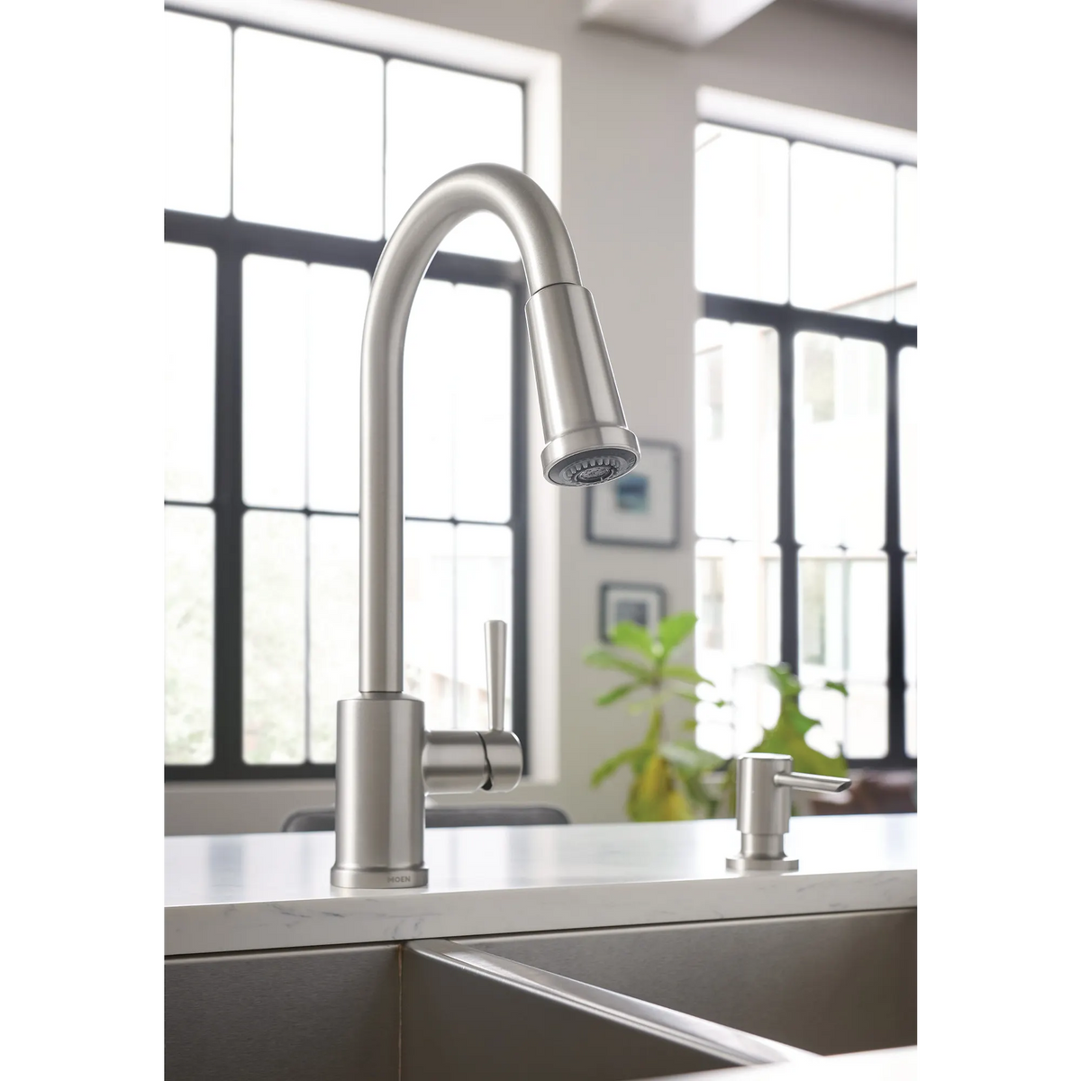 Moen 87090MSRS Indi Kitchen Faucet Spot Resist Stainless Pulldown High Arc - 2