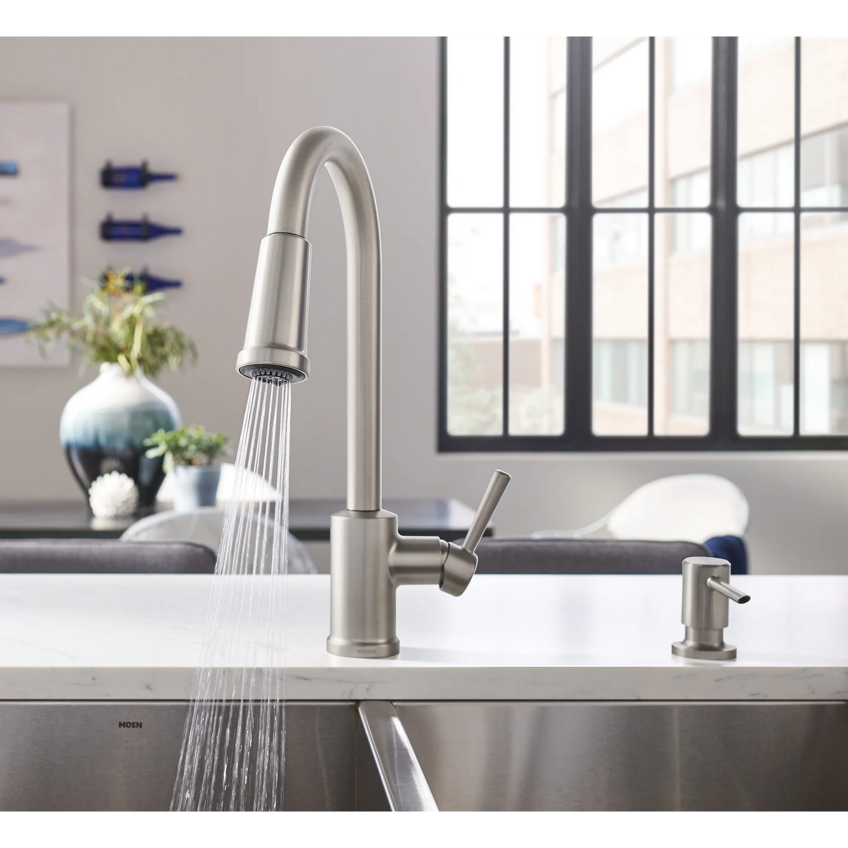 Moen 87090MSRS Indi Kitchen Faucet Spot Resist Stainless Pulldown High Arc - 6
