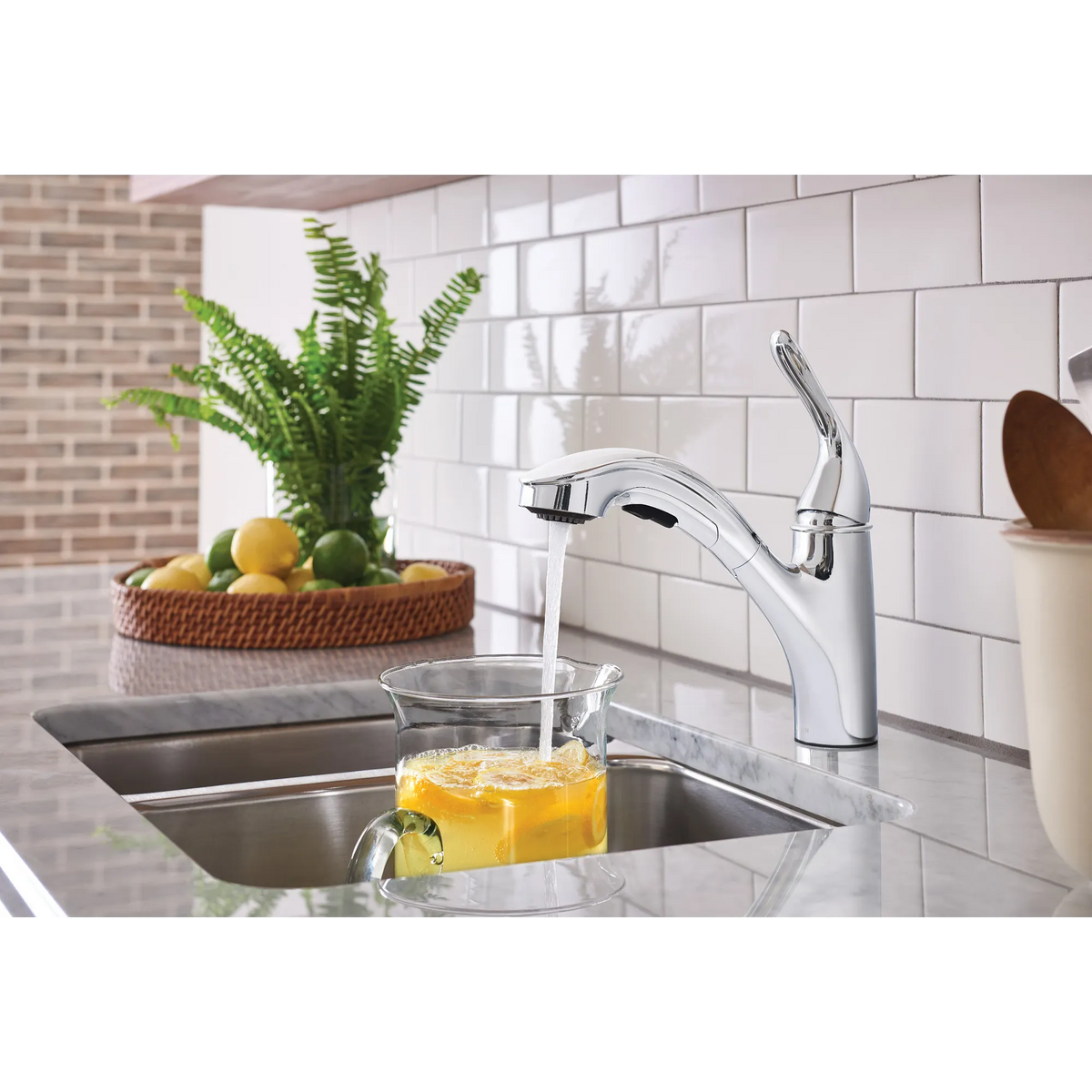 Moen 87557 Brecklyn Chrome Pullout Kitchen Faucet One Handle Low Arc - 12