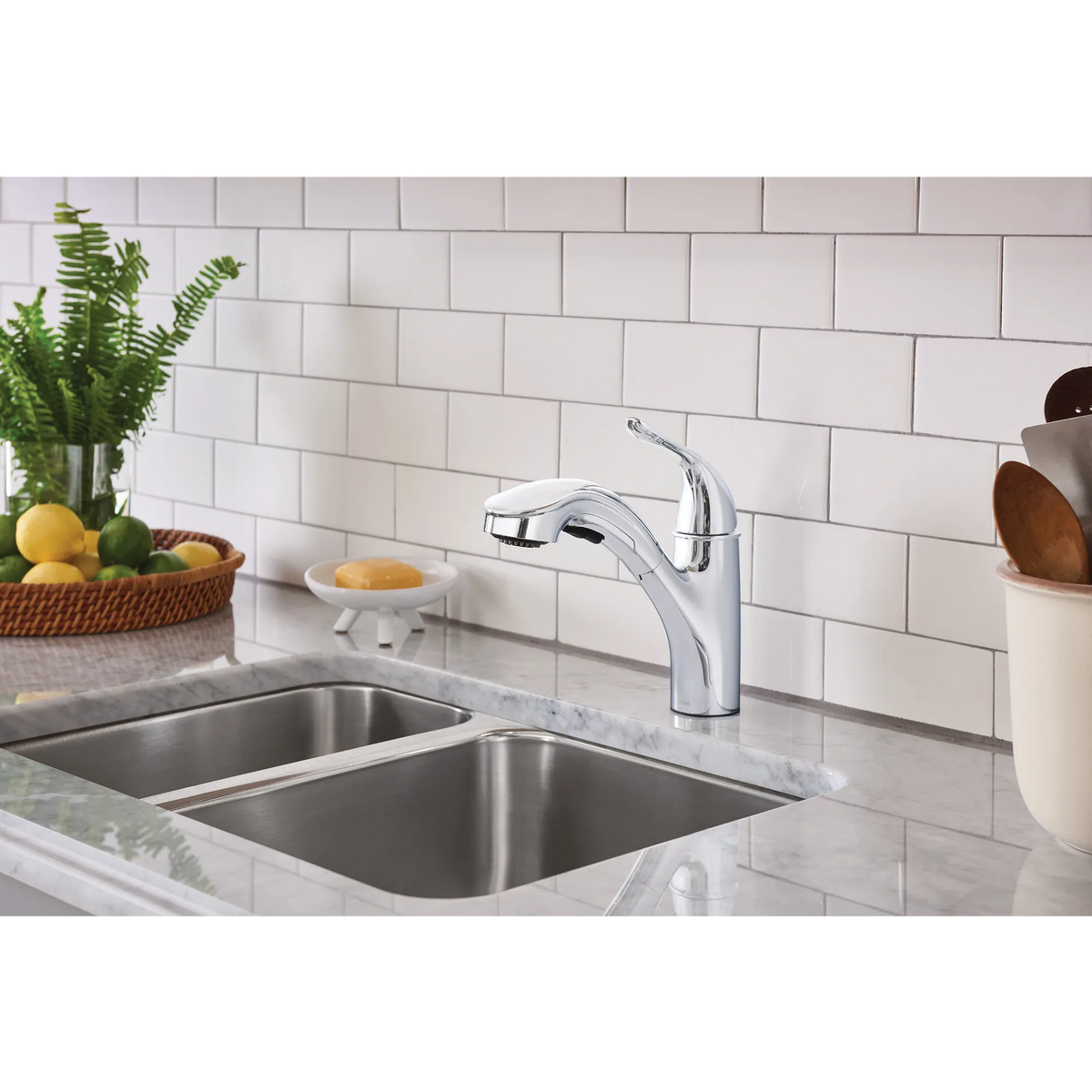 Moen 87557 Brecklyn Chrome Pullout Kitchen Faucet One Handle Low Arc - 2