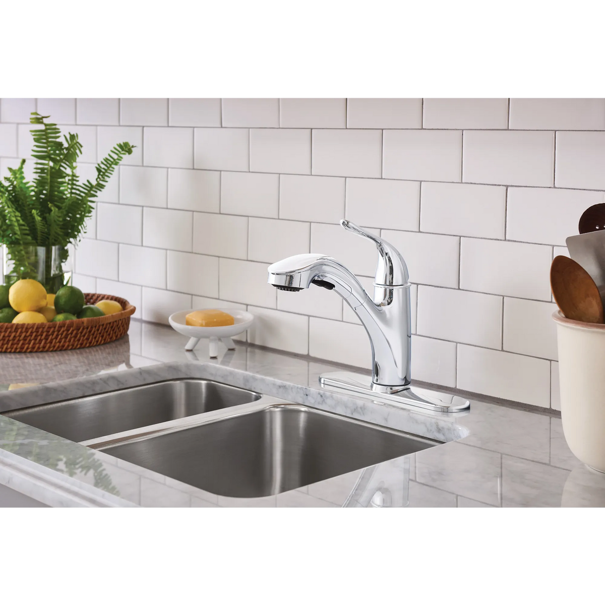 Moen 87557 Brecklyn Chrome Pullout Kitchen Faucet One Handle Low Arc - 3