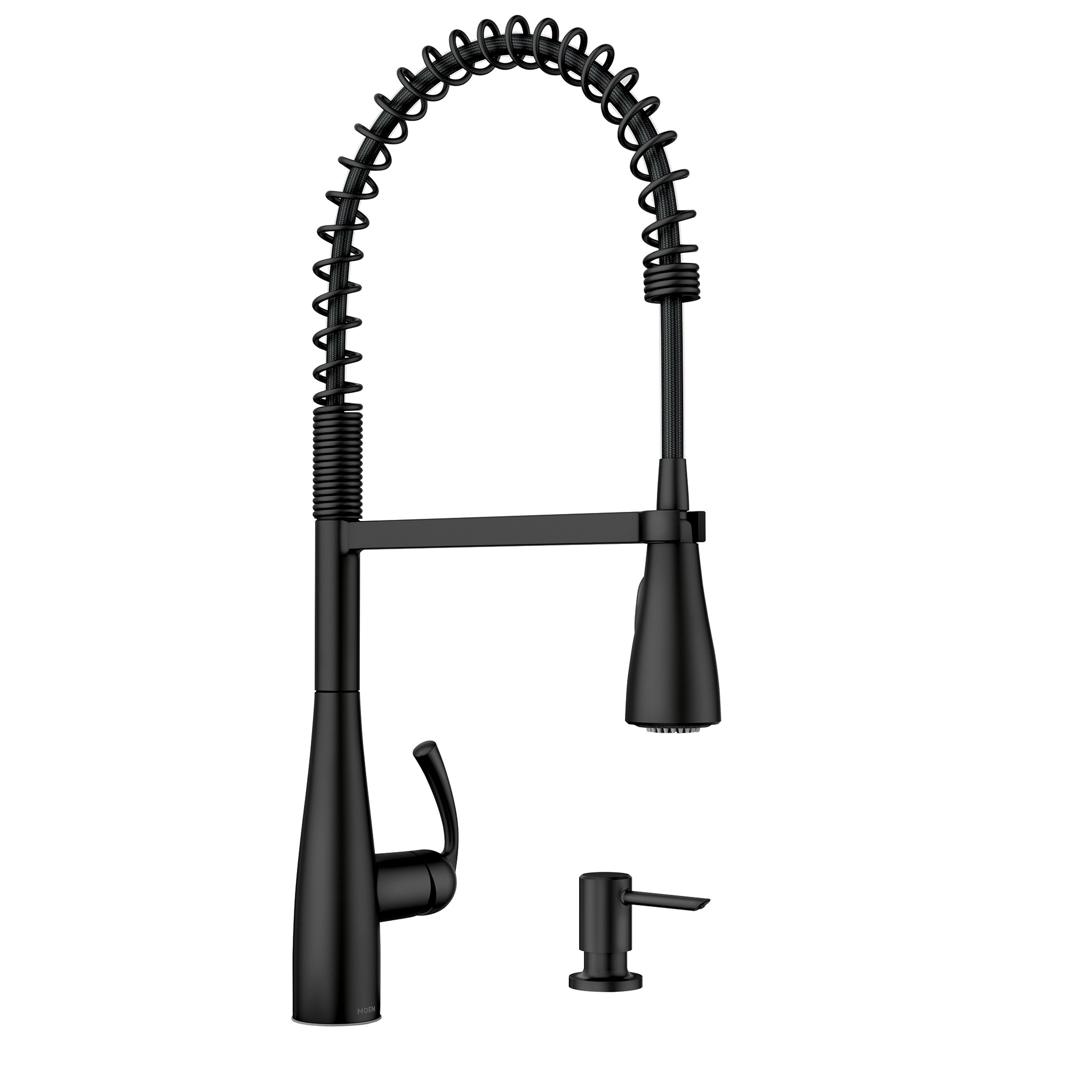 Moen 87814BL Essie Kitchen Faucet Matte Black Pulldown Pre-Rinse Soap Dispenser - 1
