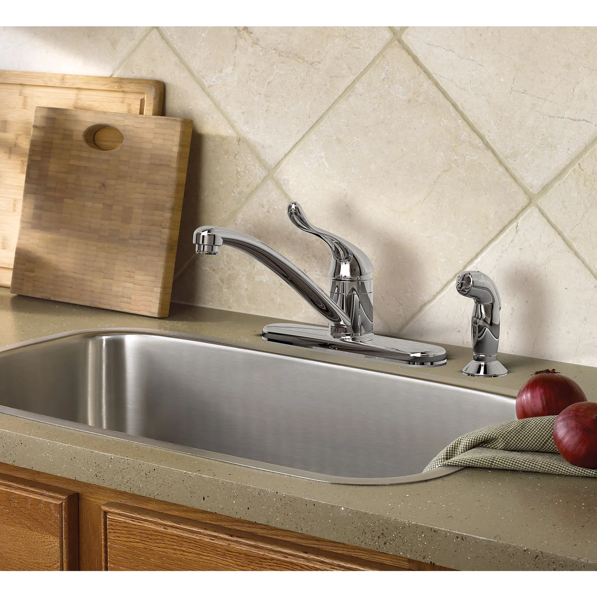 Moen CA87530 Adler Chrome One Handle Kitchen Faucet Side Spray Low Arc - 3