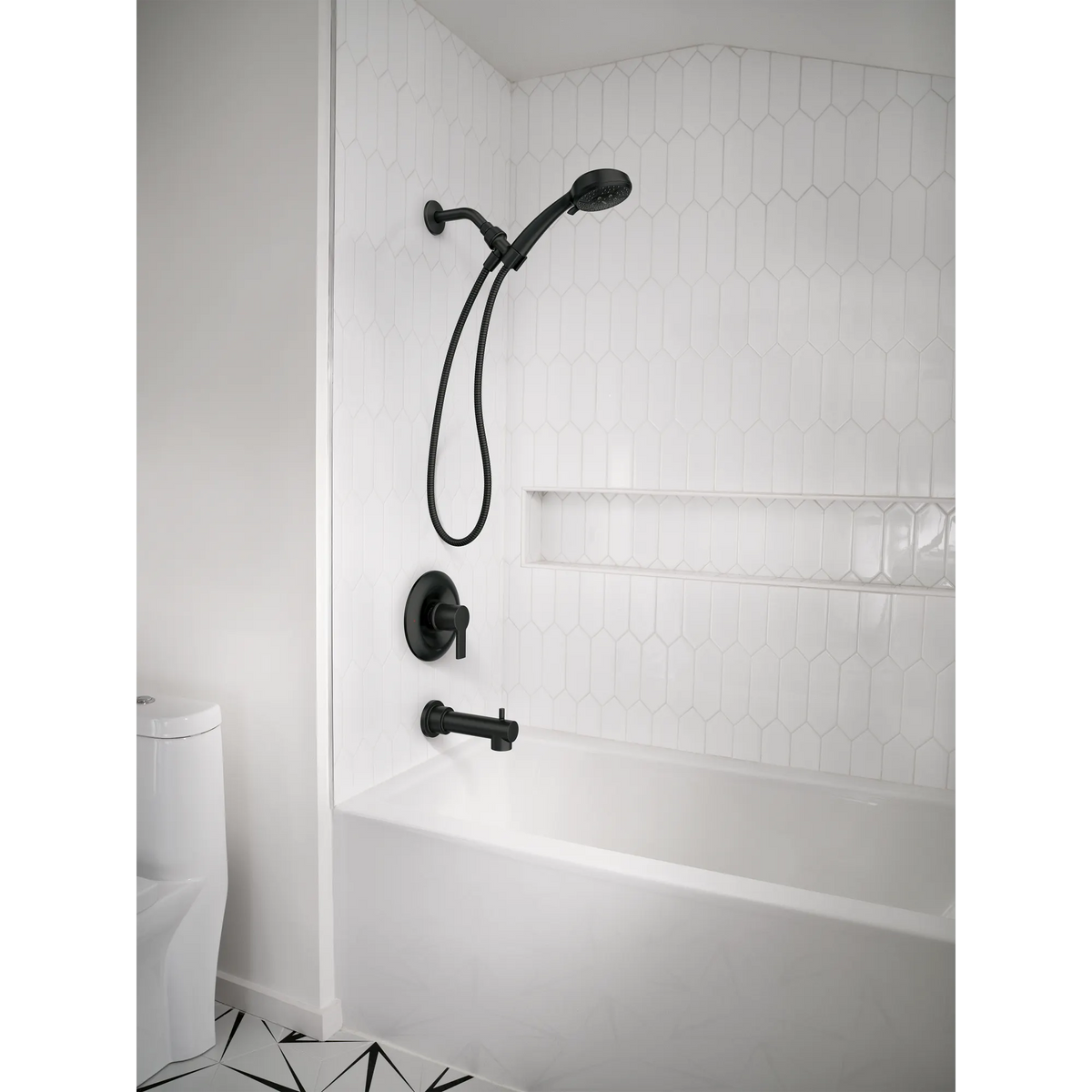 Moen Meena 82618BL Matte Black Posi-Temp Tub Shower Faucet Handheld Spray - 4