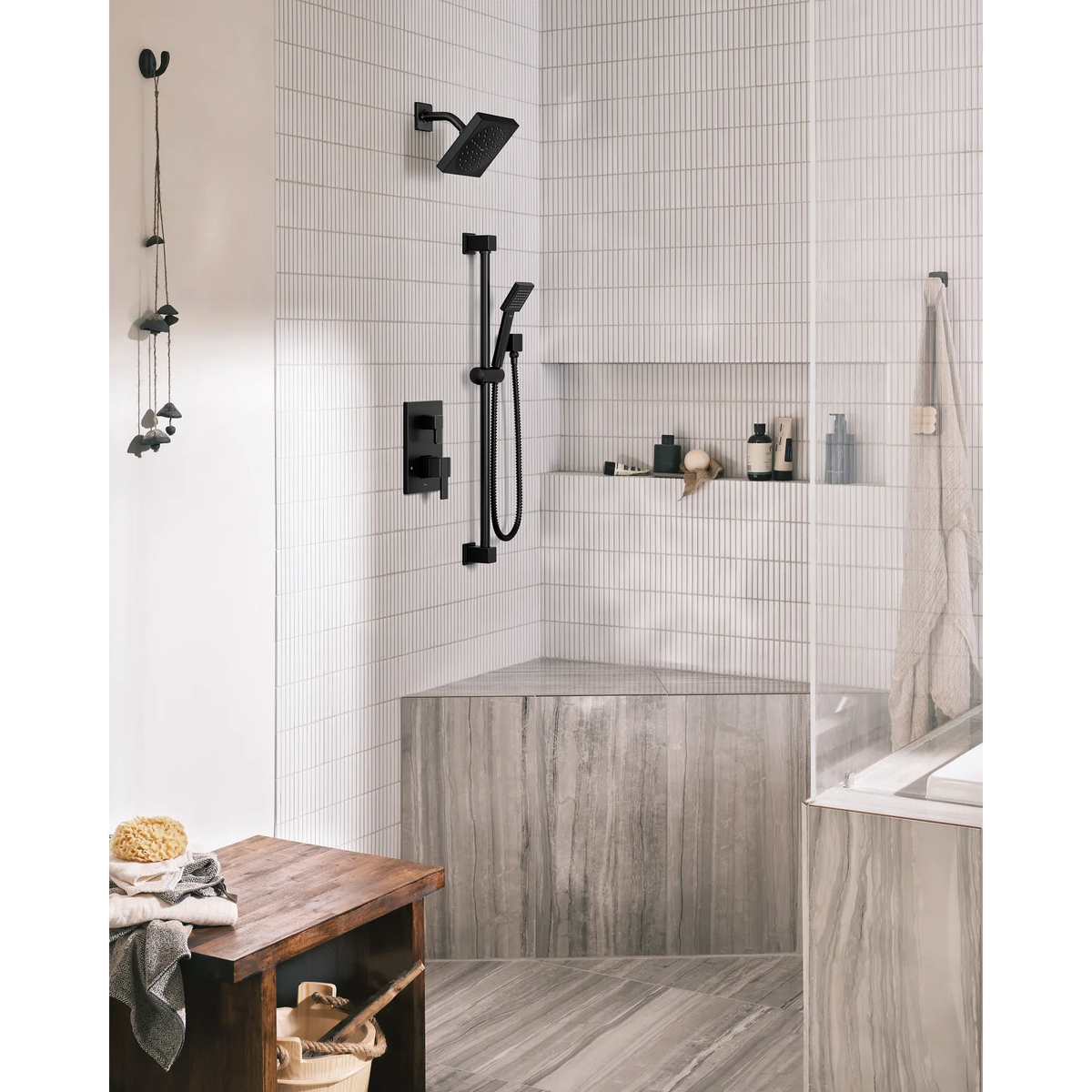 Moen S3879EPBL 90 Degree Matte Black Handheld Shower Head Slide Bar Combo - 3