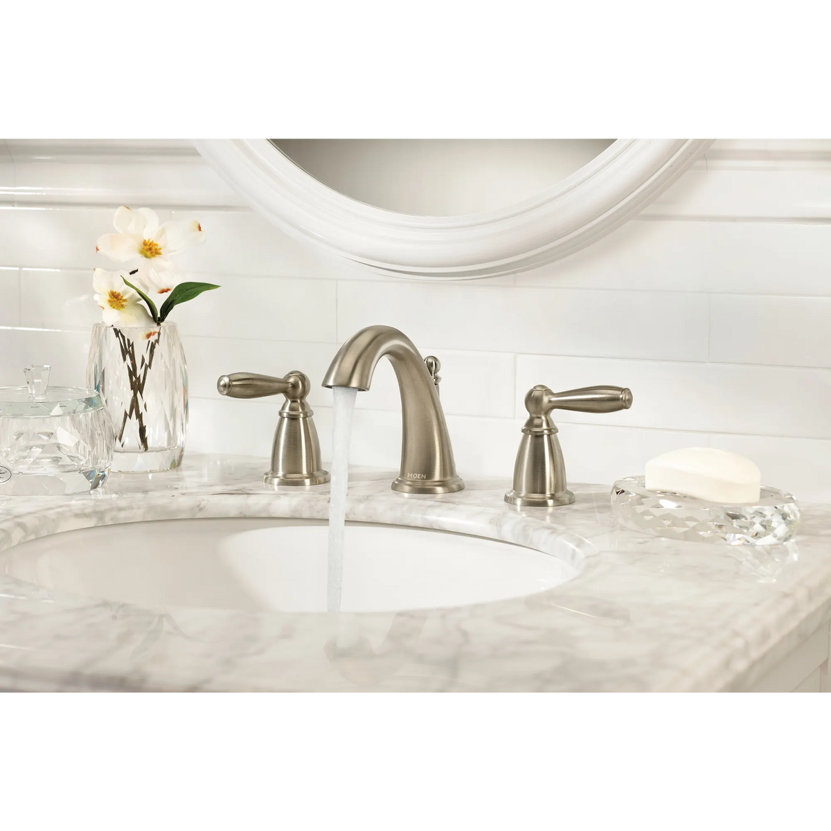 Moen T6620BN Brantford Two-Handle High Arc Bathroom Faucet Brushed Nickel - 2