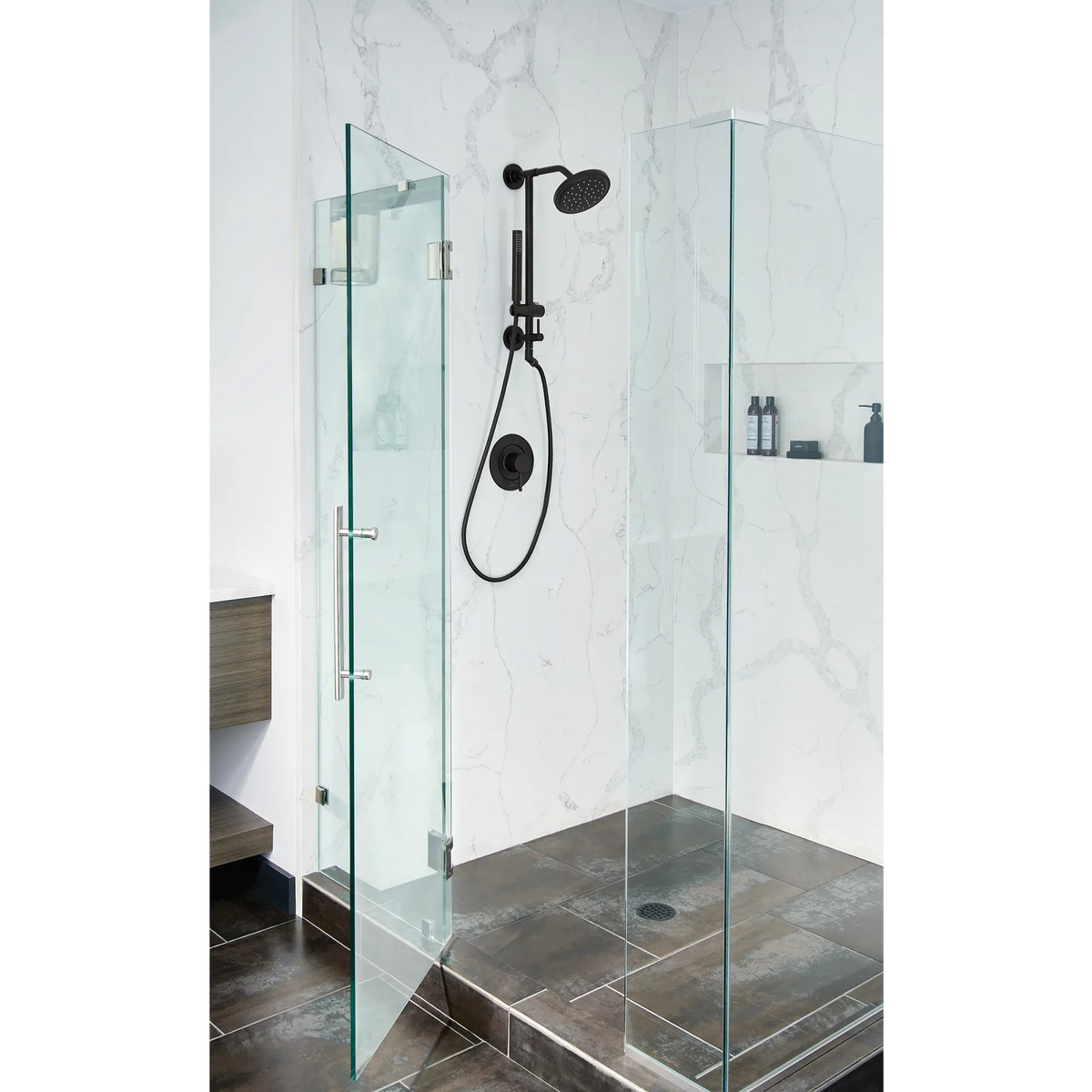 Moen TS3661NHBL Annex Matte Black Shower Rail System No Showerhead - 3