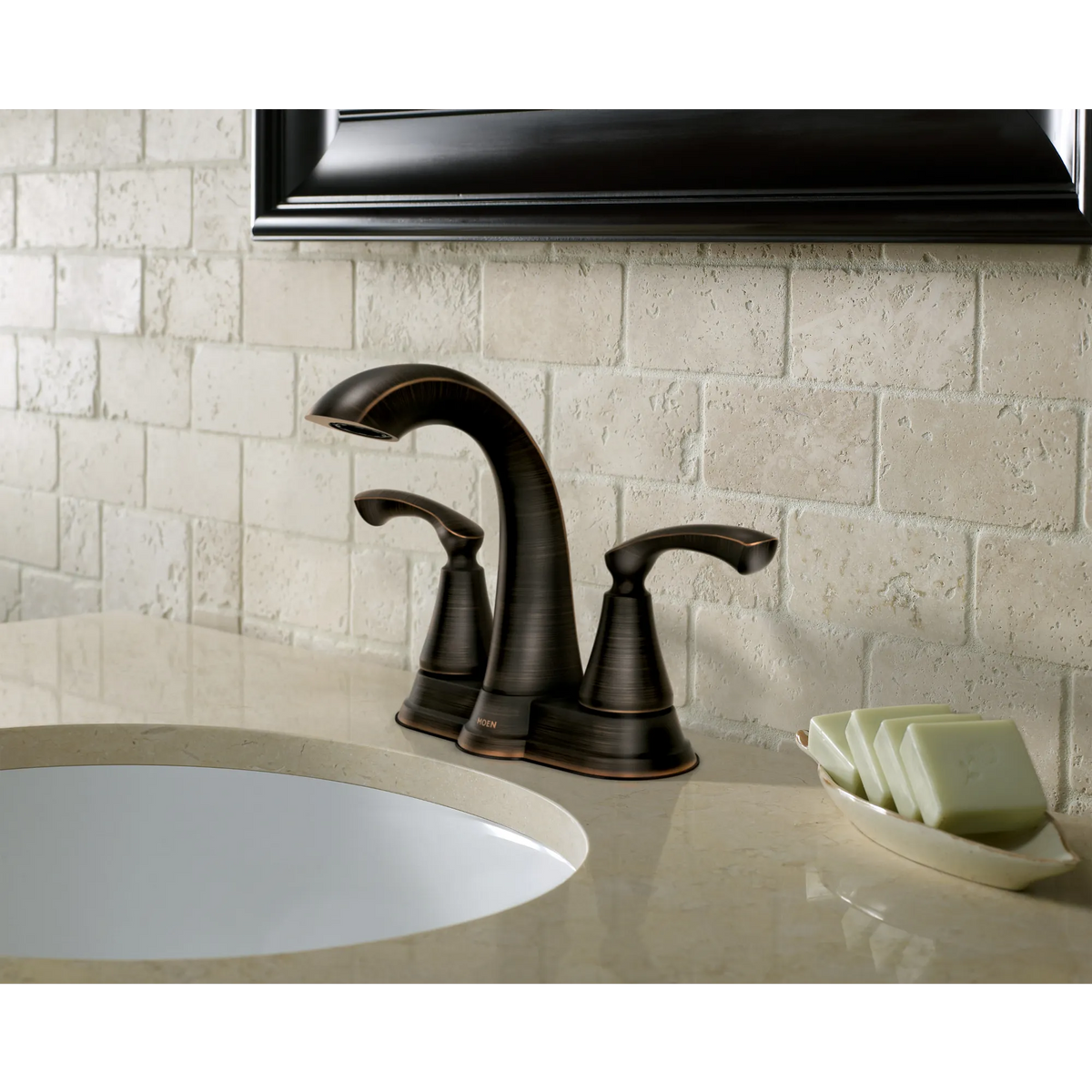 Moen Tiffin Two-Handle Centerset Bathroom Faucet Mediterranean Bronze WS84876BRB - 2