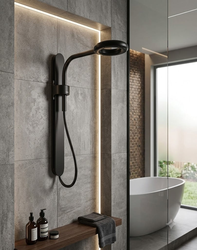 Moen N207C0BL Spa Rainshower Matte Black Handheld Shower Head Slide Bar New