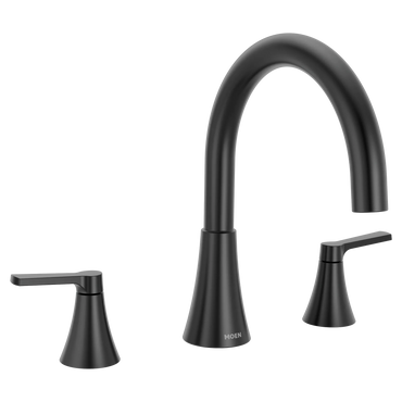 Moen T430BL Jase Matte black two-handle non diverter roman tub faucet