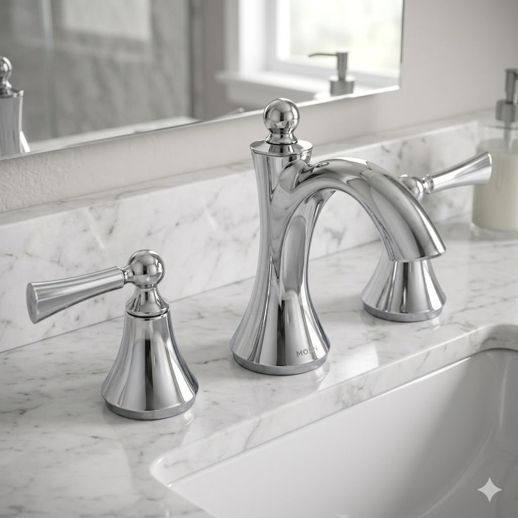 Moen TV4520 Wynford Two-Handle High Arc Bathroom Faucet Chrome New