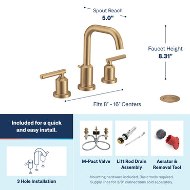 Moen TV6142BZG Gibson Bronzed Gold Two-Handle High Arc Bathroom Faucet