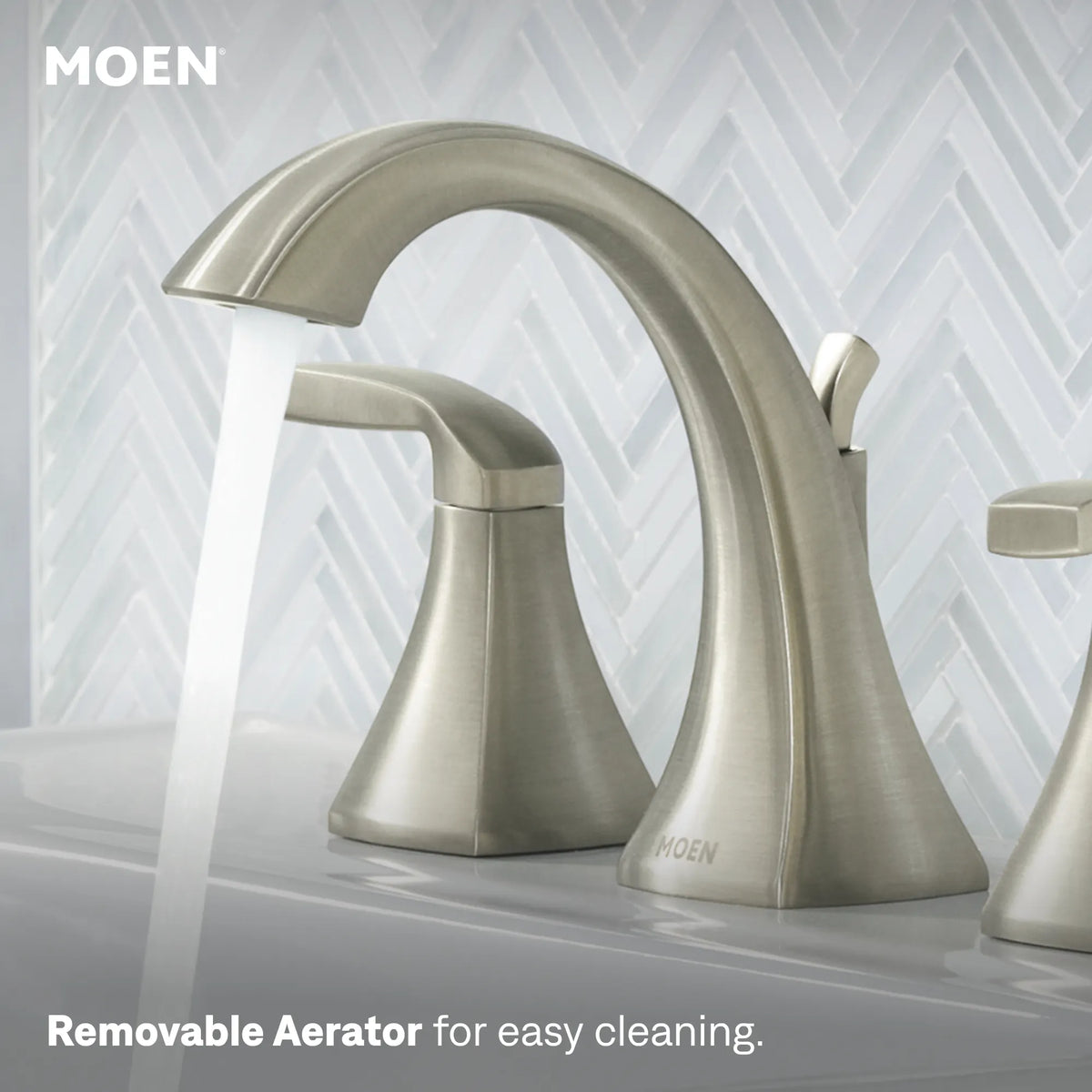 Moen TV6905BN Voss Brushed Nickel Two-Handle High Arc Bathroom Faucet