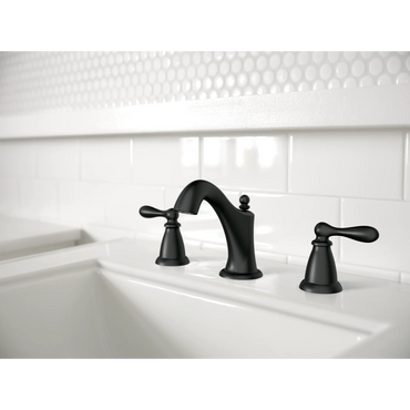 Moen WS84440BL Caldwell Matte Black Two-Handle High Arc Bathroom Faucet