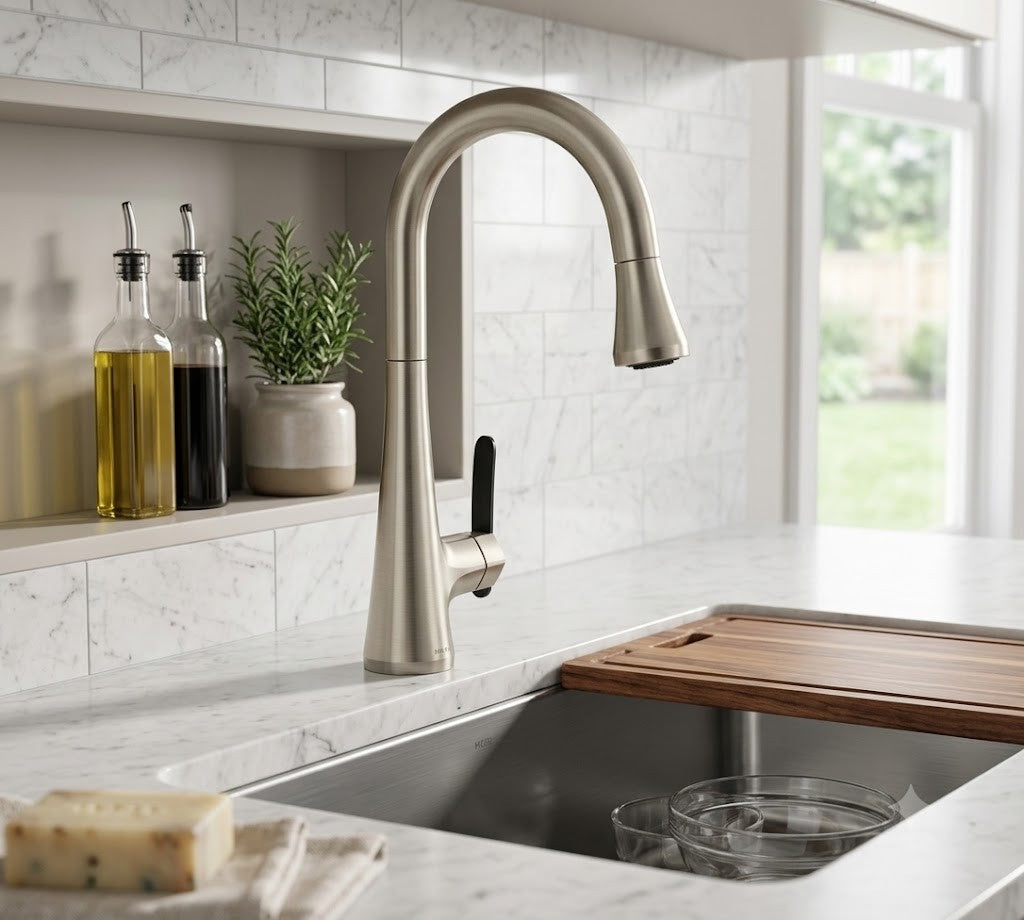 Moen Sinema S6235SRS Bar Faucet Spot Resist Stainless Pulldown High Arc — view 5