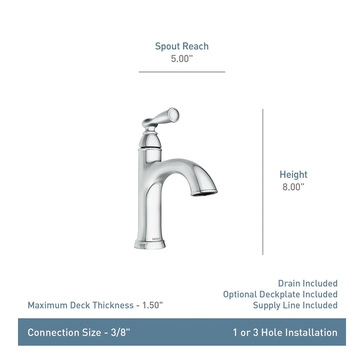 Moen 84945 Banbury Chrome Single-Handle High Arc Bathroom Faucet — view 5