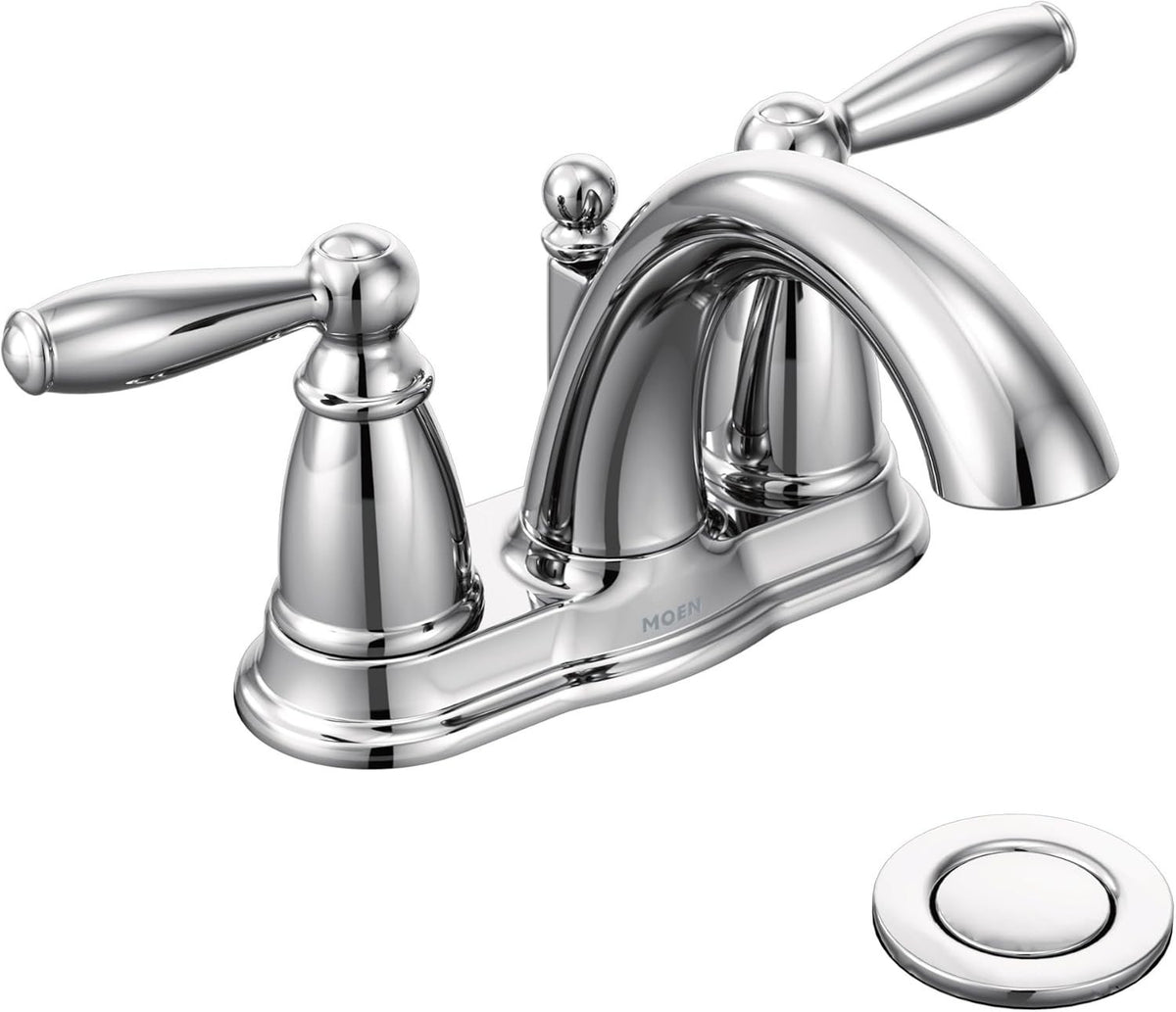 Moen 6610 Brantford Double Handle Centerset Bathroom Faucet W/ Drain Chrome — view 6