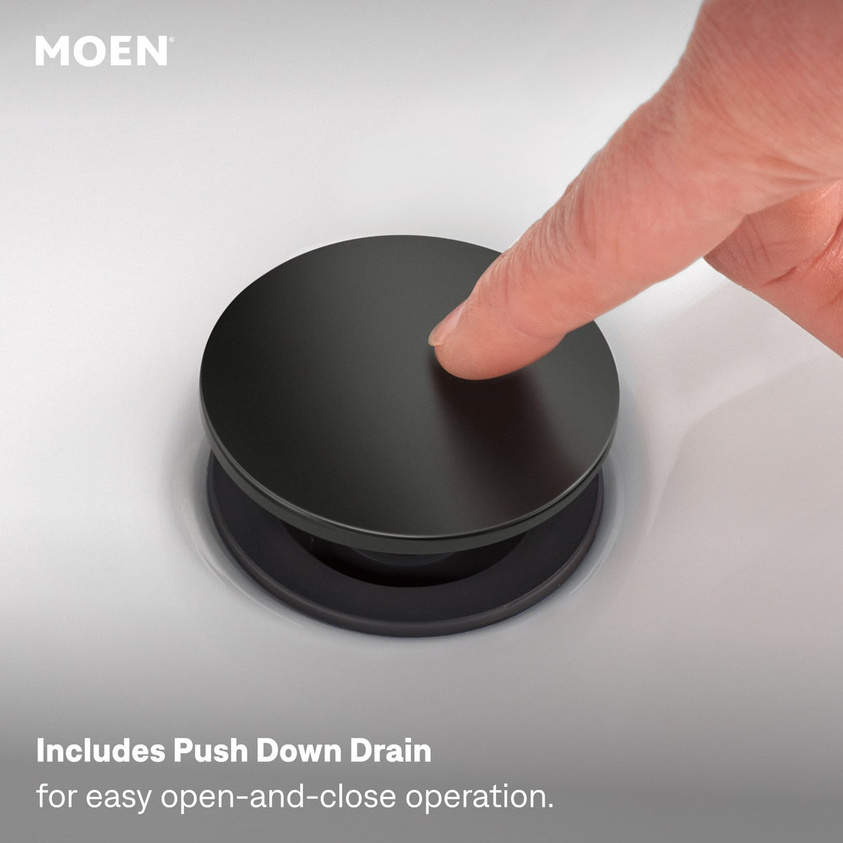 Moen 84022BL Ronan Matte Black Two Handle High Arc Bathroom Sink Faucet Drain — view 5