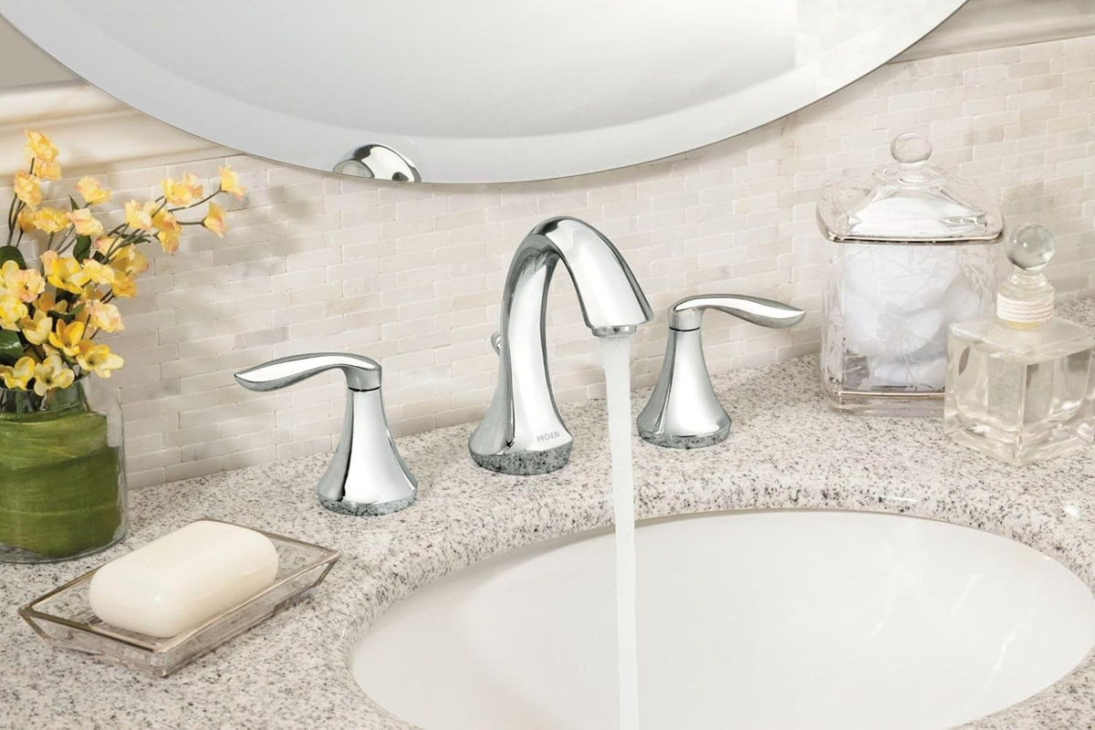MOEN TV6420 EVA 1.2 GPM Widespread Bathroom Faucet Chrome With Valve Included — view 9