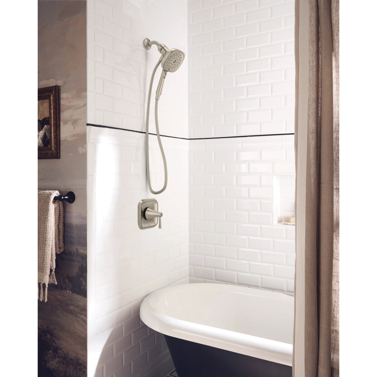 Moen 82023SRN Ronan Spot Resist Brushed Nickel Posi-Temp Shower Only shown installed