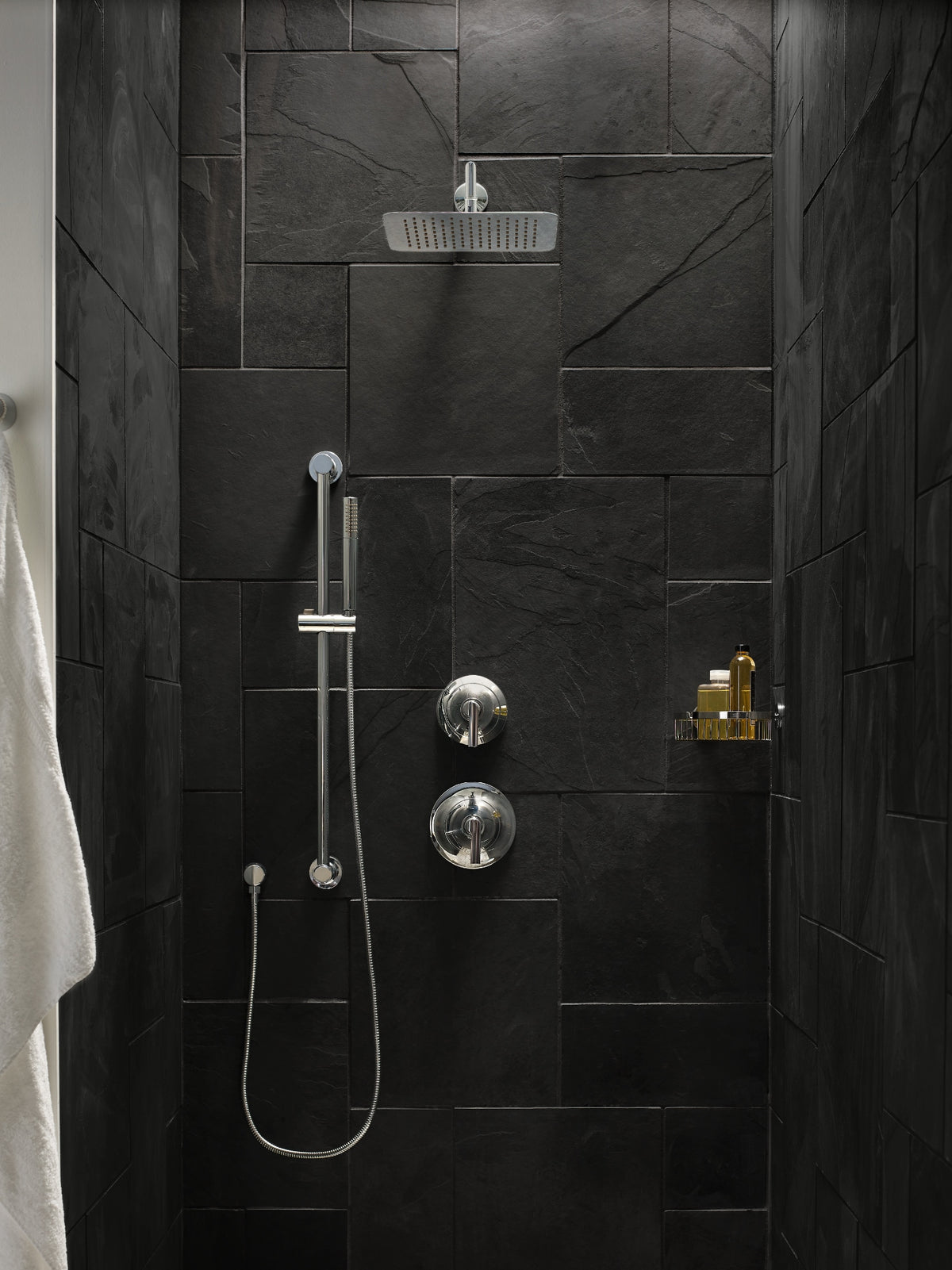 Moen TS2201BN Doux Brushed Nickel Posi-Temp Valve Trim shown installed