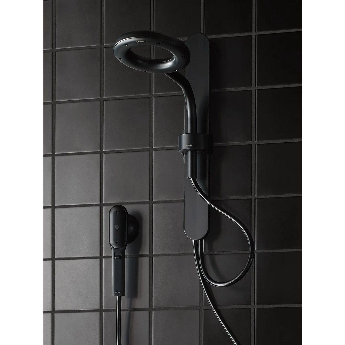 Moen N207C0BL Spa Rainshower Matte Black Handheld Shower Head Slide Bar — view 3