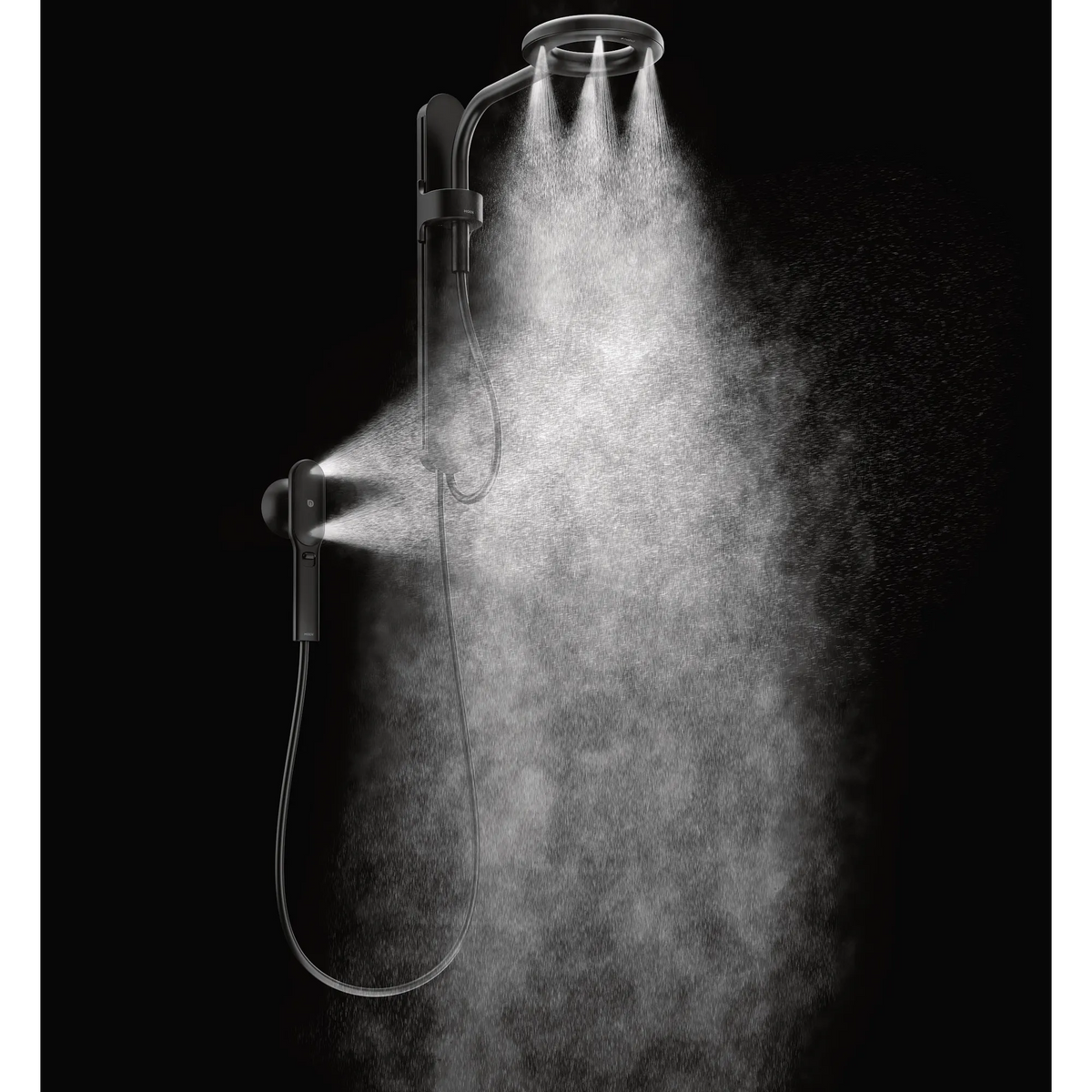 Moen N207C0BL Spa Rainshower Matte Black Handheld Shower Head Slide Bar — view 4