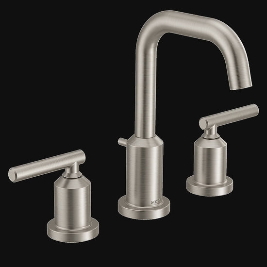 Moen TV6142BN Gibson Brushed Nickel Two-Handle High Arc Bathroom Faucet, Valve Included — product video