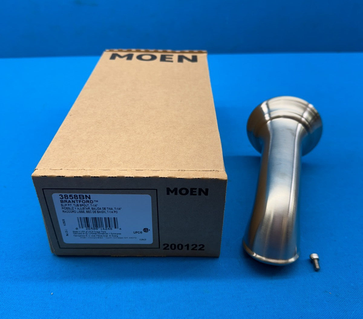 Moen 3858BN Dartmoor Brushed Nickel 7.25" Non-Diverter Tub Spout - 1