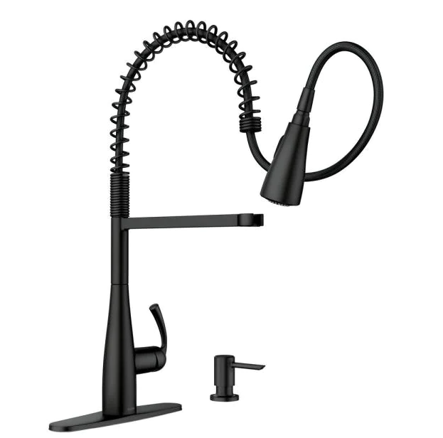 Moen 87814BL Essie Kitchen Faucet Matte Black Pulldown Pre-Rinse Soap Dispenser