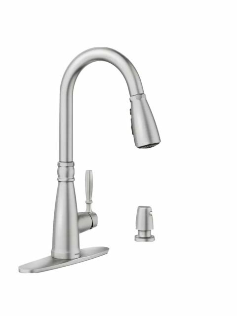 Moen 87162SRS Boman Kitchen Faucet Spot Resist Stainless Pulldown High Arc New